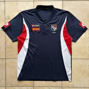Lotto Panama FEPAFUT Shirt Mens XL Navy Red White Patched Soccer Polo Jersey